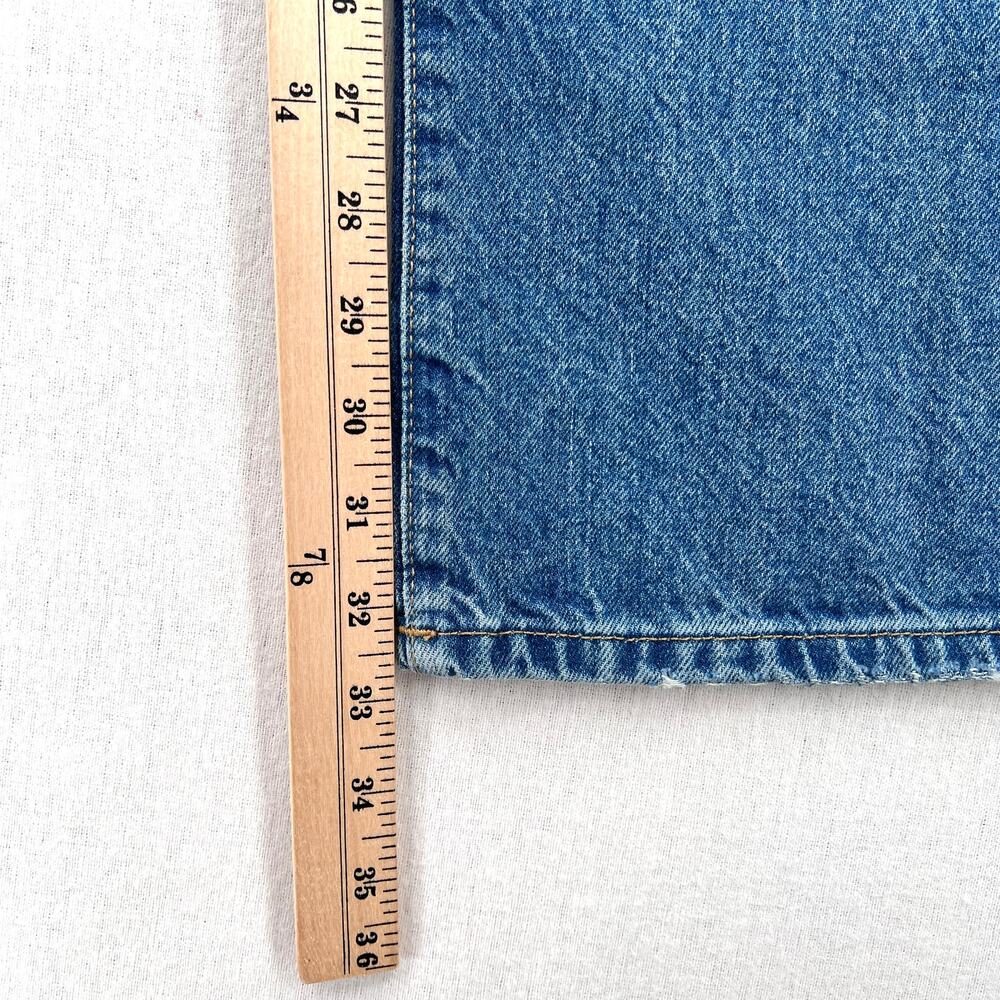 ZARA Distressed Loose Fit Low Rise Jeans Womens 27 Medium Blue Wash Straight Leg - Picture 15 of 15